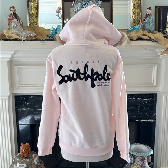 South Pole Pink Graphic Hoodie with Fur Trim - Picture 5 of 9